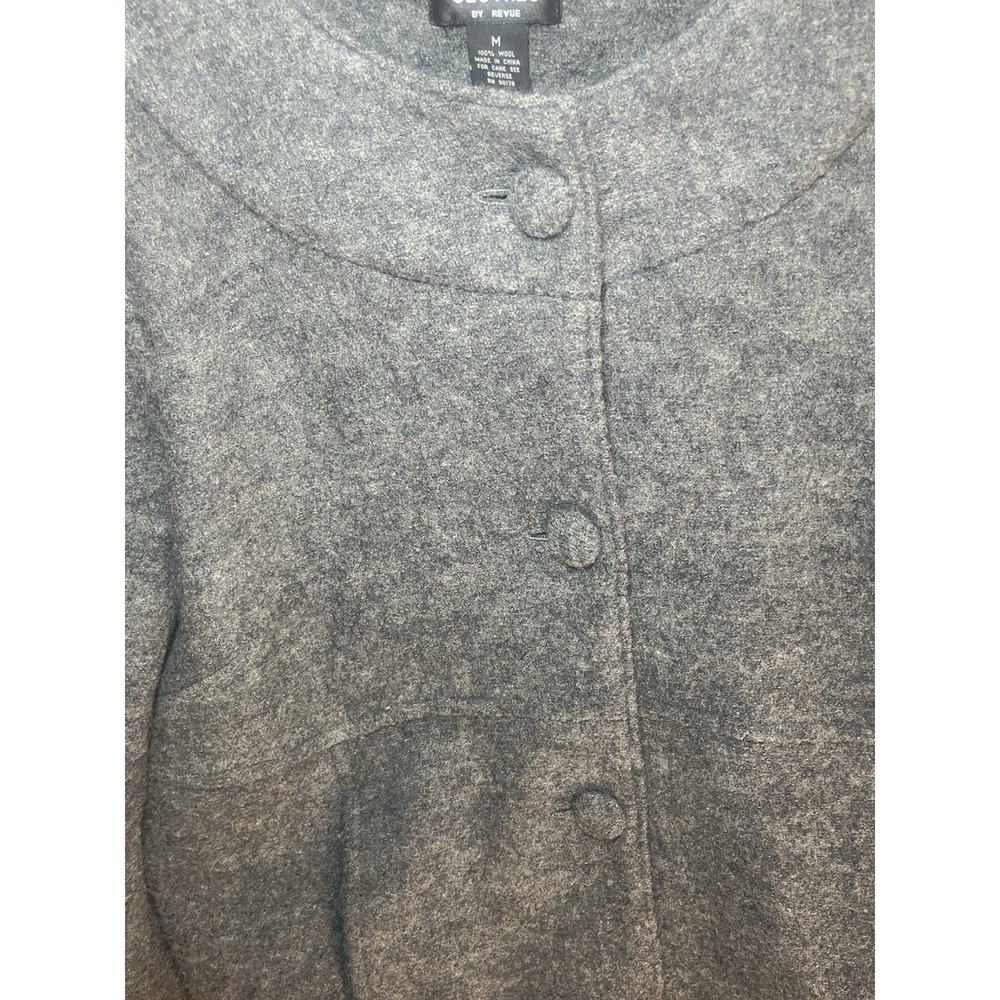 Women's Size Medium 100% Wool Blazer/ Jacket Dark Gray  By Clothes By Revue